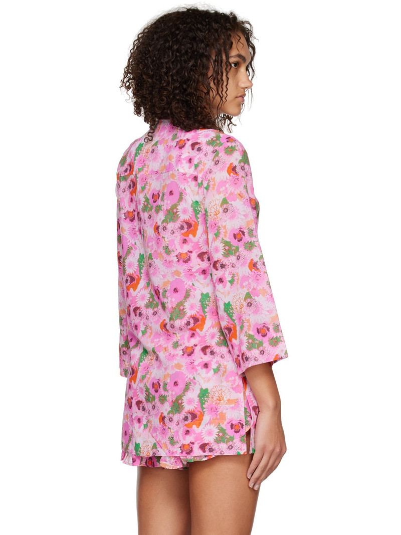 Pink Open Front Blouse 3