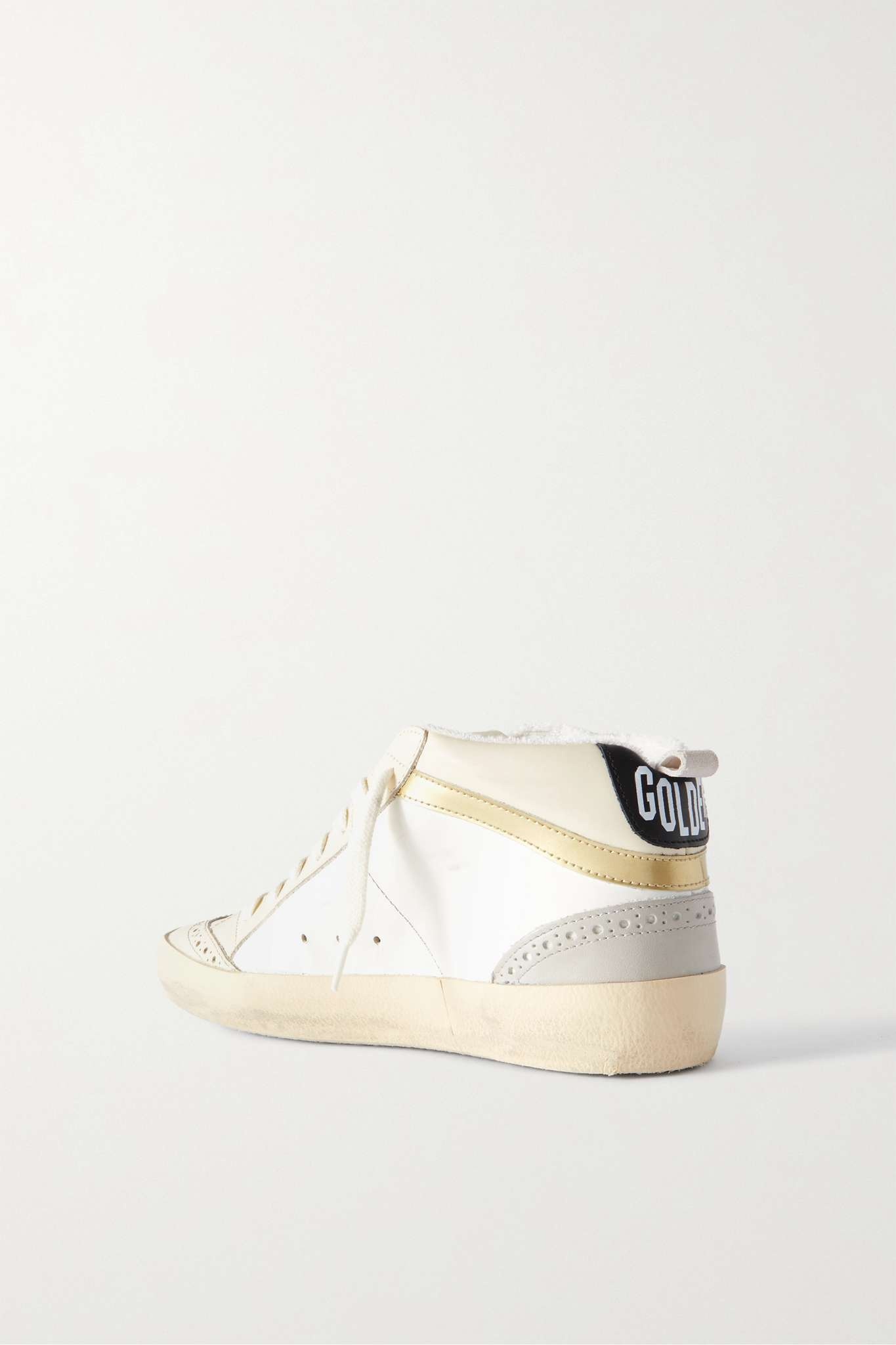 Mid Star distressed suede-trimmed leather sneakers - 3
