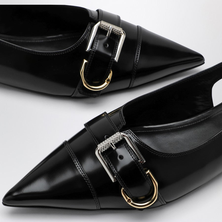 VOYOU BLACK LEATHER SLINGBACK - 3