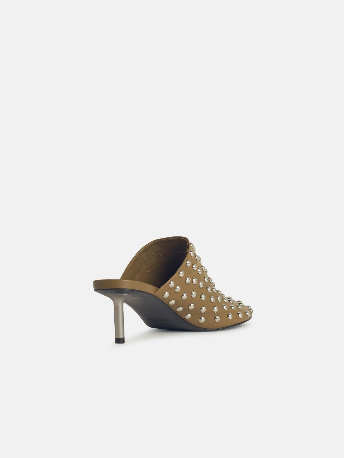 CHIMERA GREEN LEATHER MULES - 3