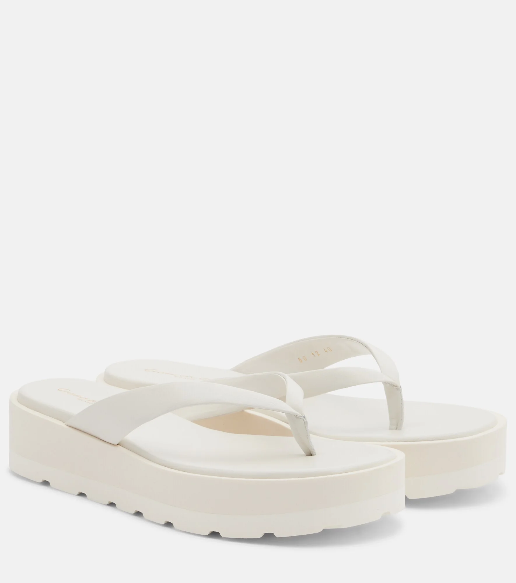 Leather platform thong sandals - 1