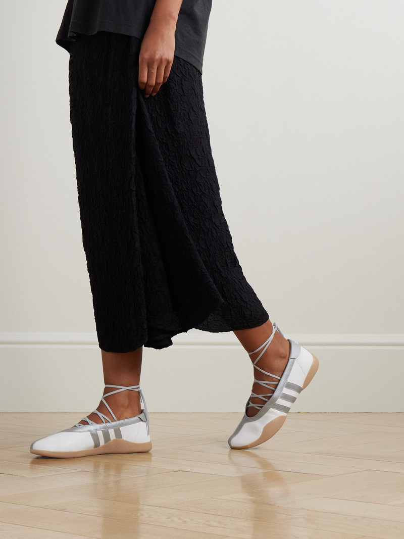 adidas Originals Taekwondo Mei Ballet Metallic Leather-trimmed Leather Sneakers outlook