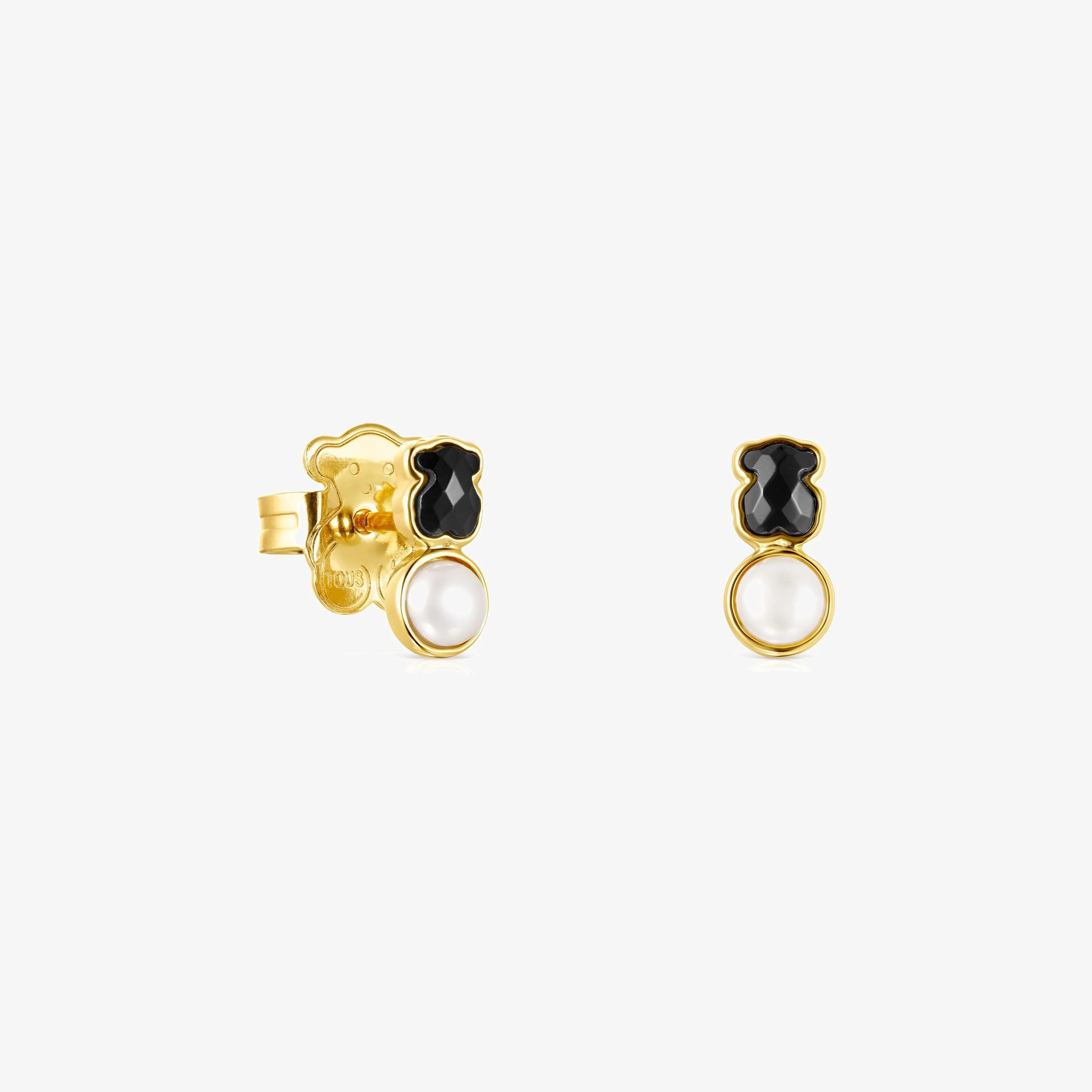 Glory Earrings in 18K gold vermeil with Onyx and Pearl - 1