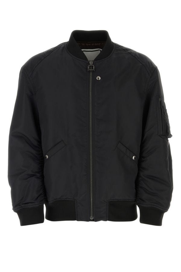 Black nylon bomber jacket - 1