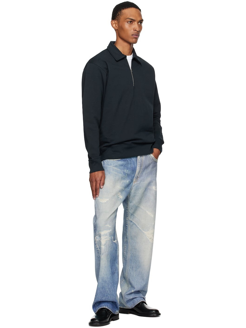 NORSE PROJECTS Navy Ketel Relaxed Organic Half Zip Sweatshirt outlook