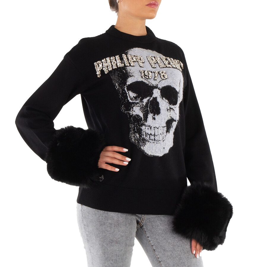 Philipp Plein Skull Embroidered Round Neck Pullover - 4