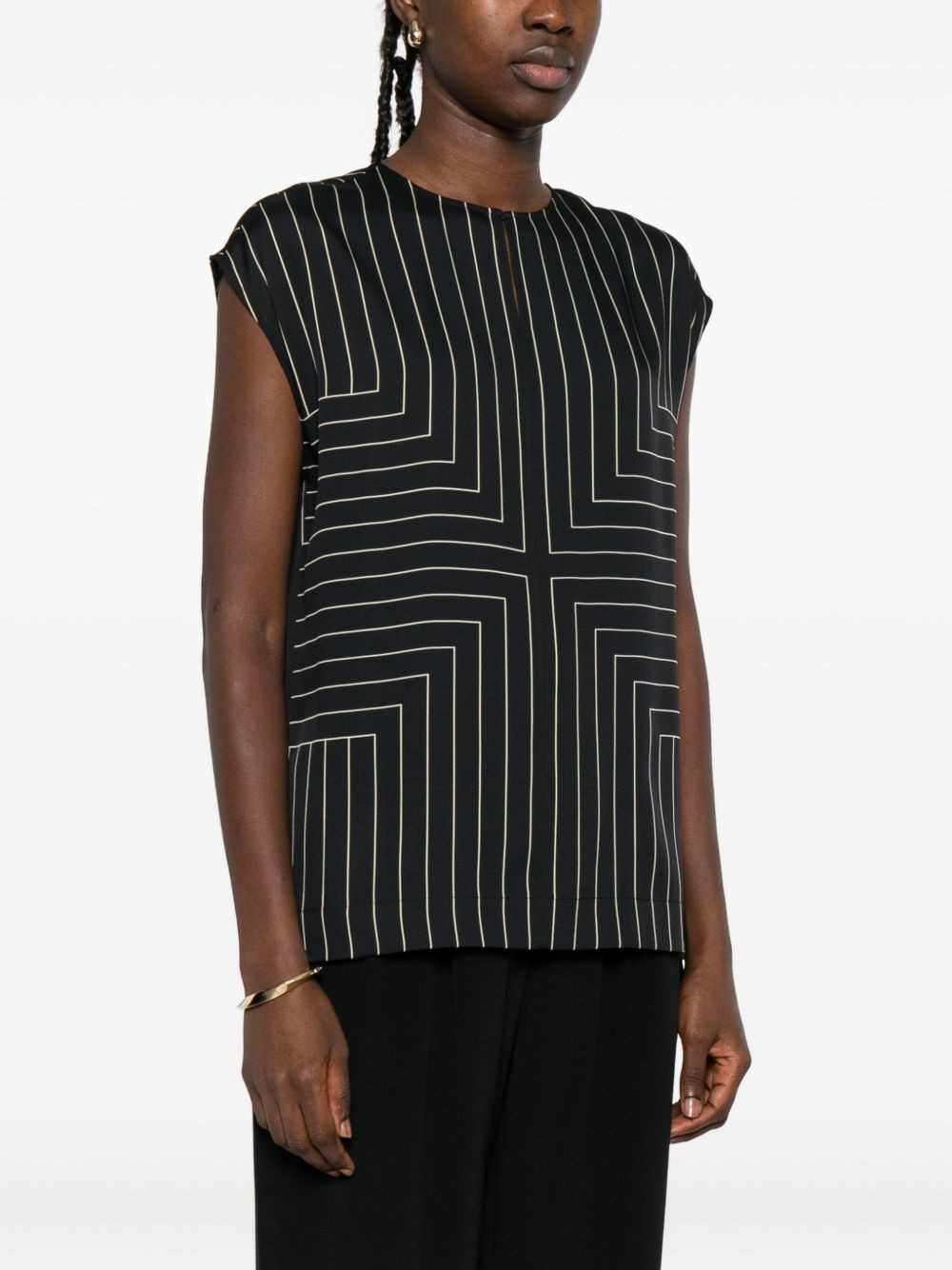 sleeveless geometric-striped top - 3