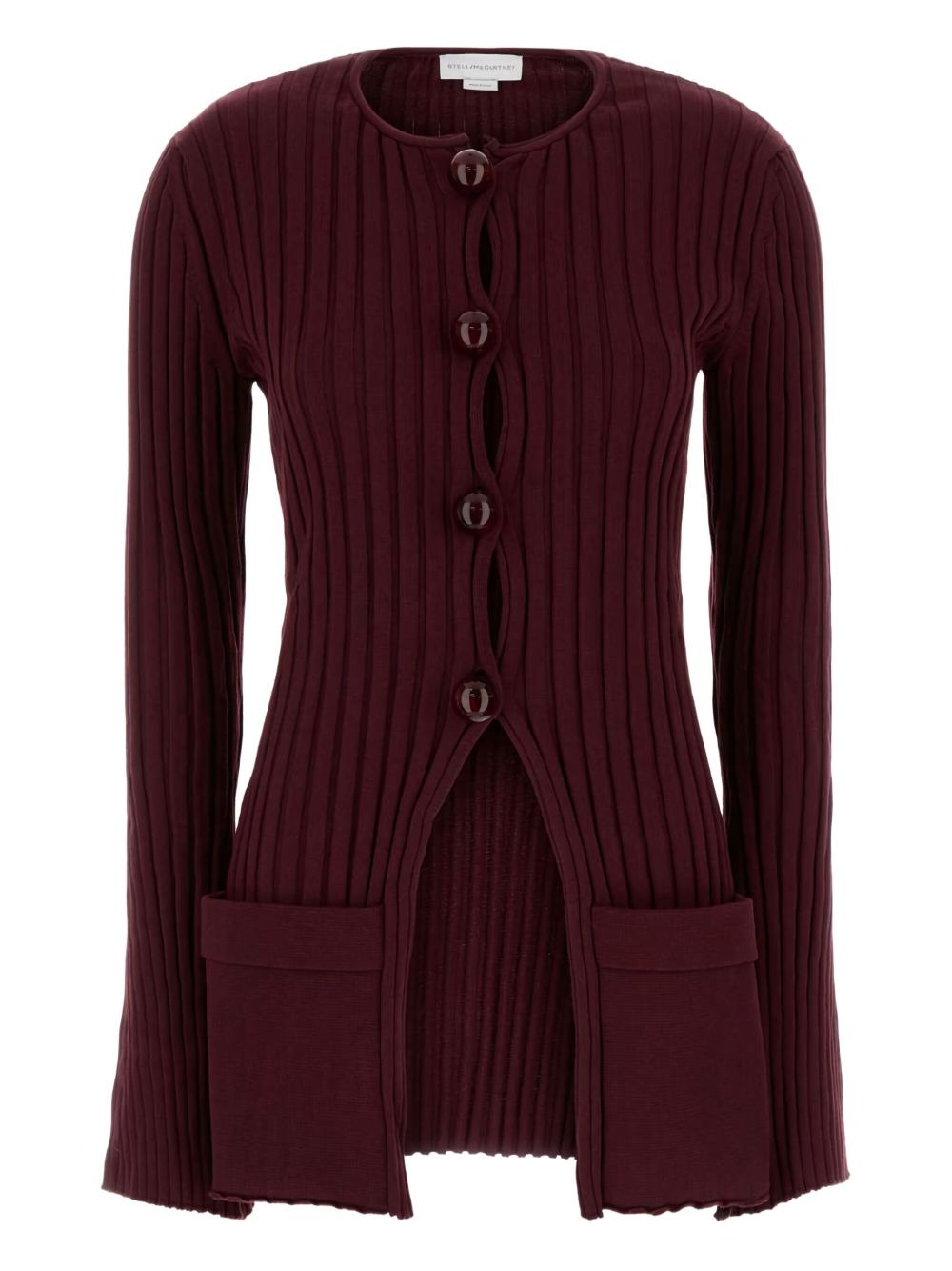 ribbed crew-neck cardigan - 1