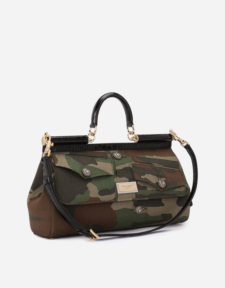 Camouflage patchwork Sicily bag with appliqués - 3