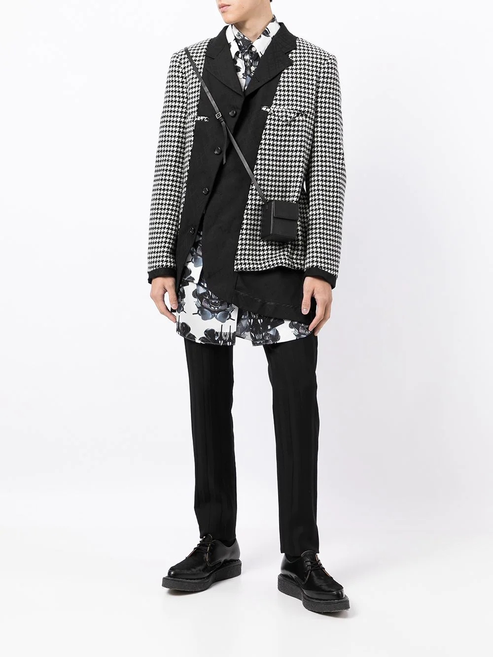 asymmetric houndstooth-panel jacket - 2