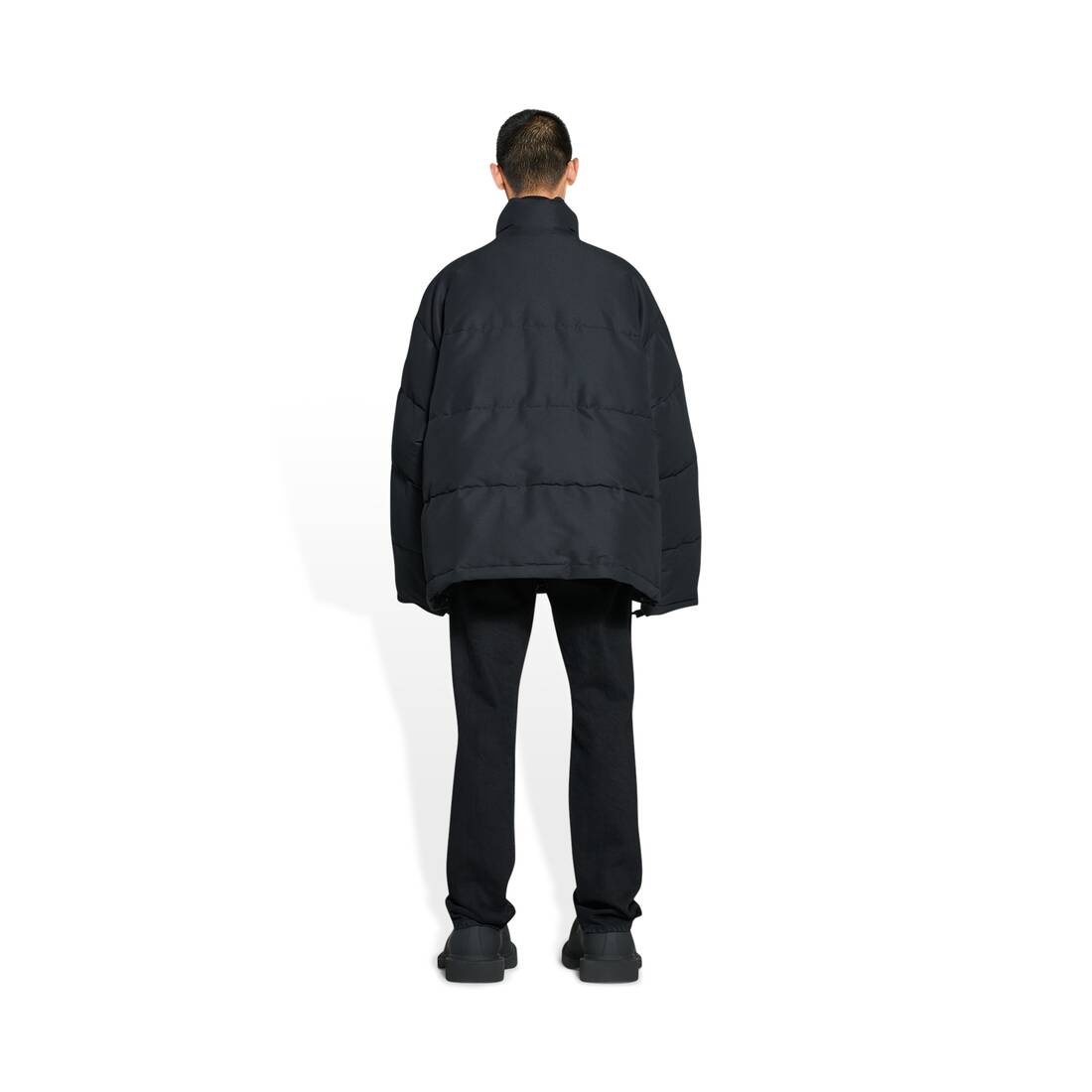 Men's Boxy Puffer Jacket in Black - 3