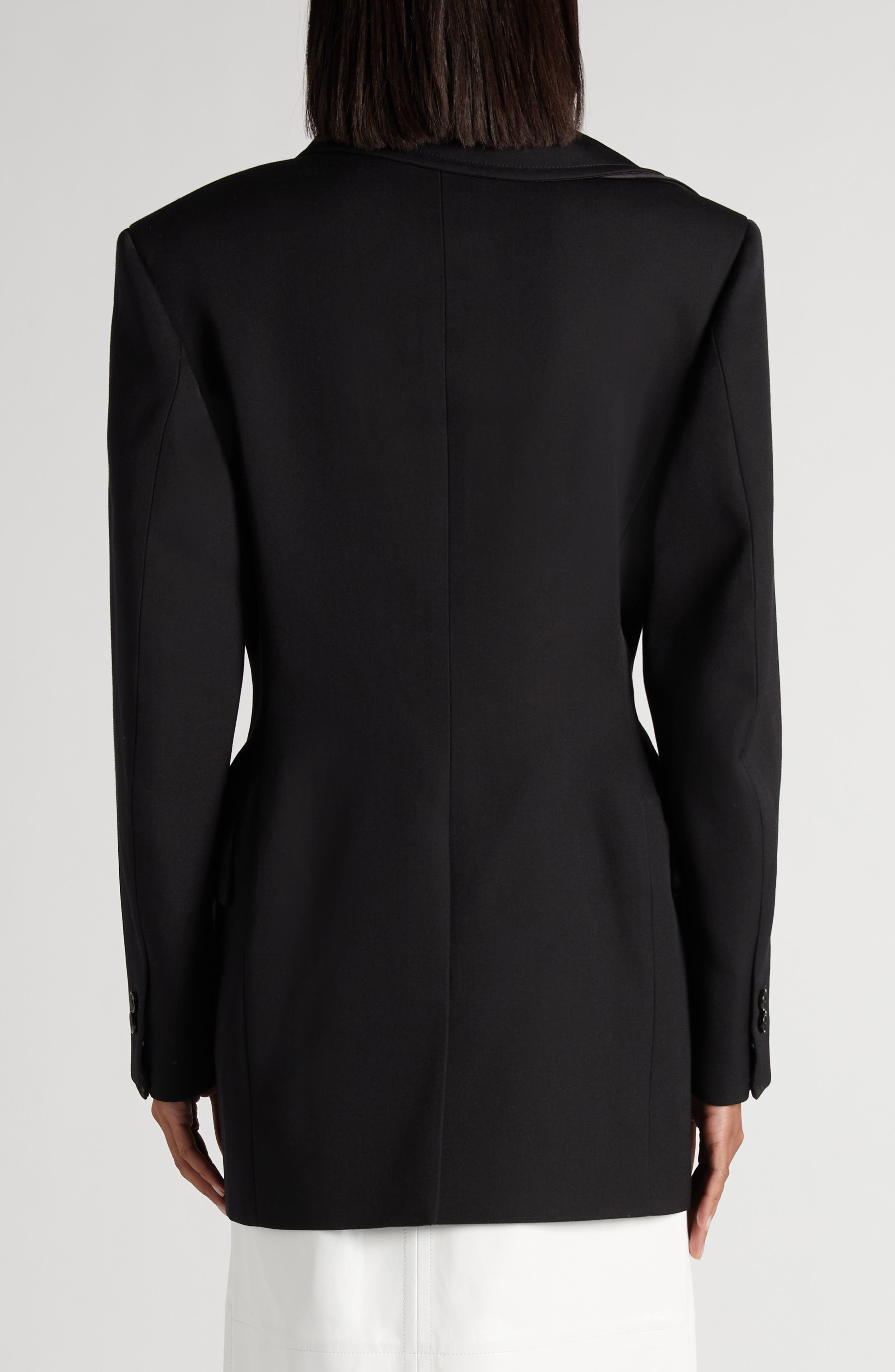 Bottega Veneta Rabbit Lapel Compact Wool Blazer in 1000 Black at Nordstrom - 3