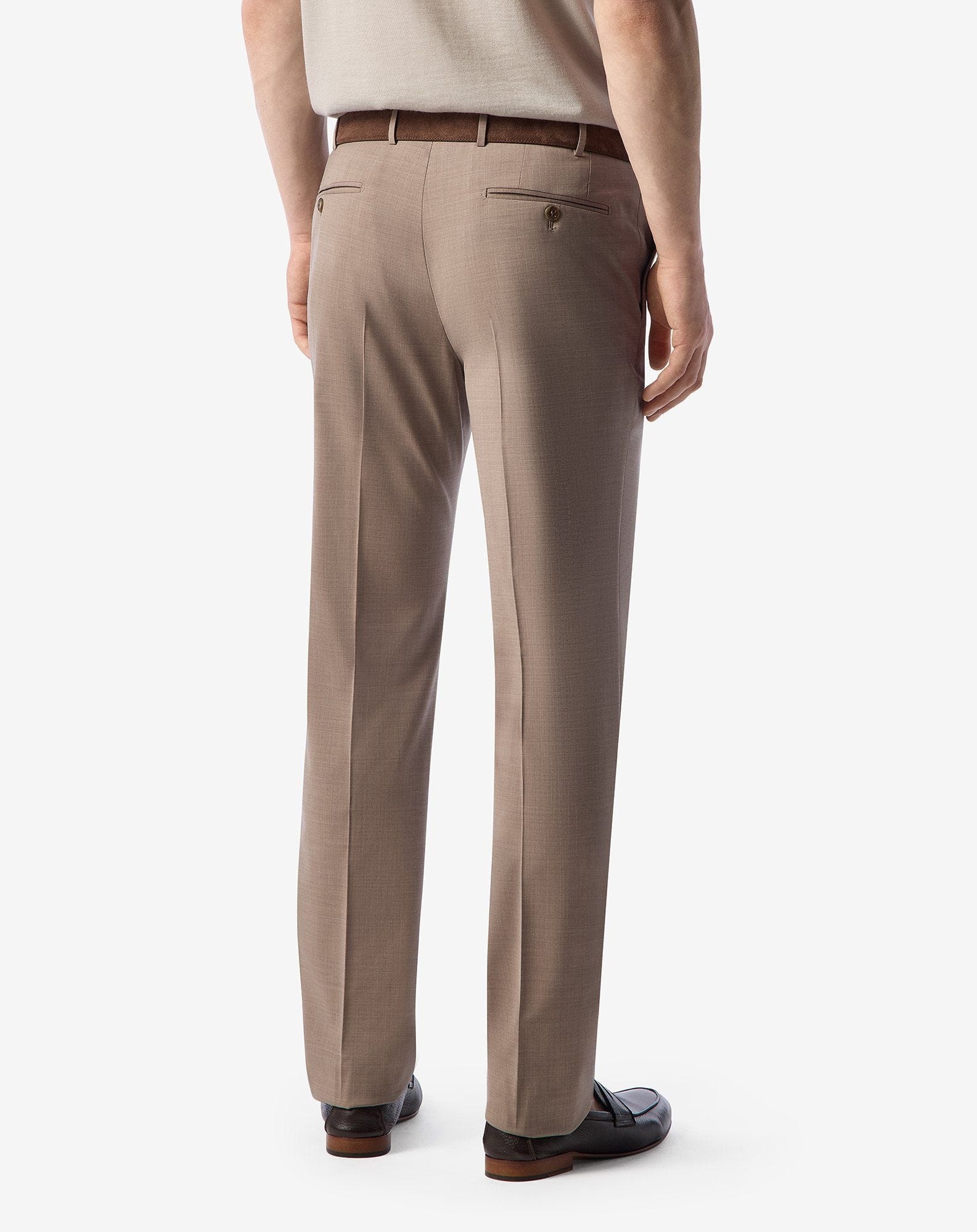 Beige 120's stretch wool trousers - 4