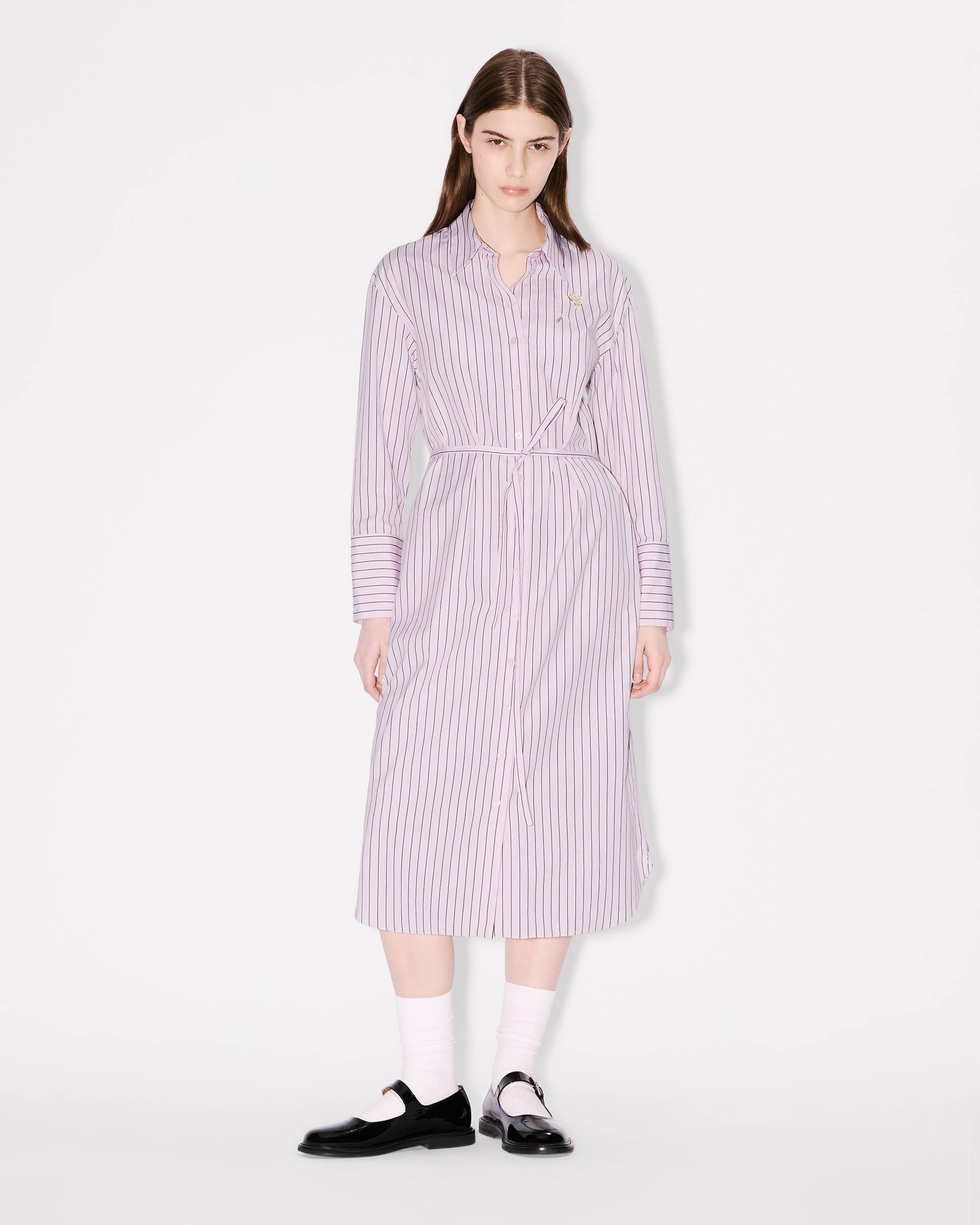 'Boke Flower' pin midi shirting dress in cotton poplin - 4