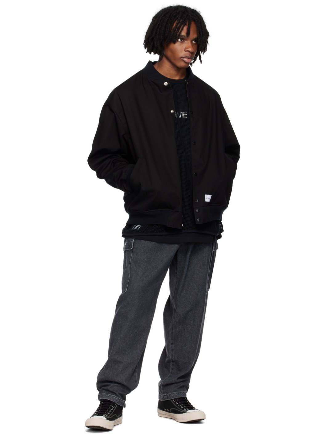 Black Team Reversible Bomber Jacket - 5