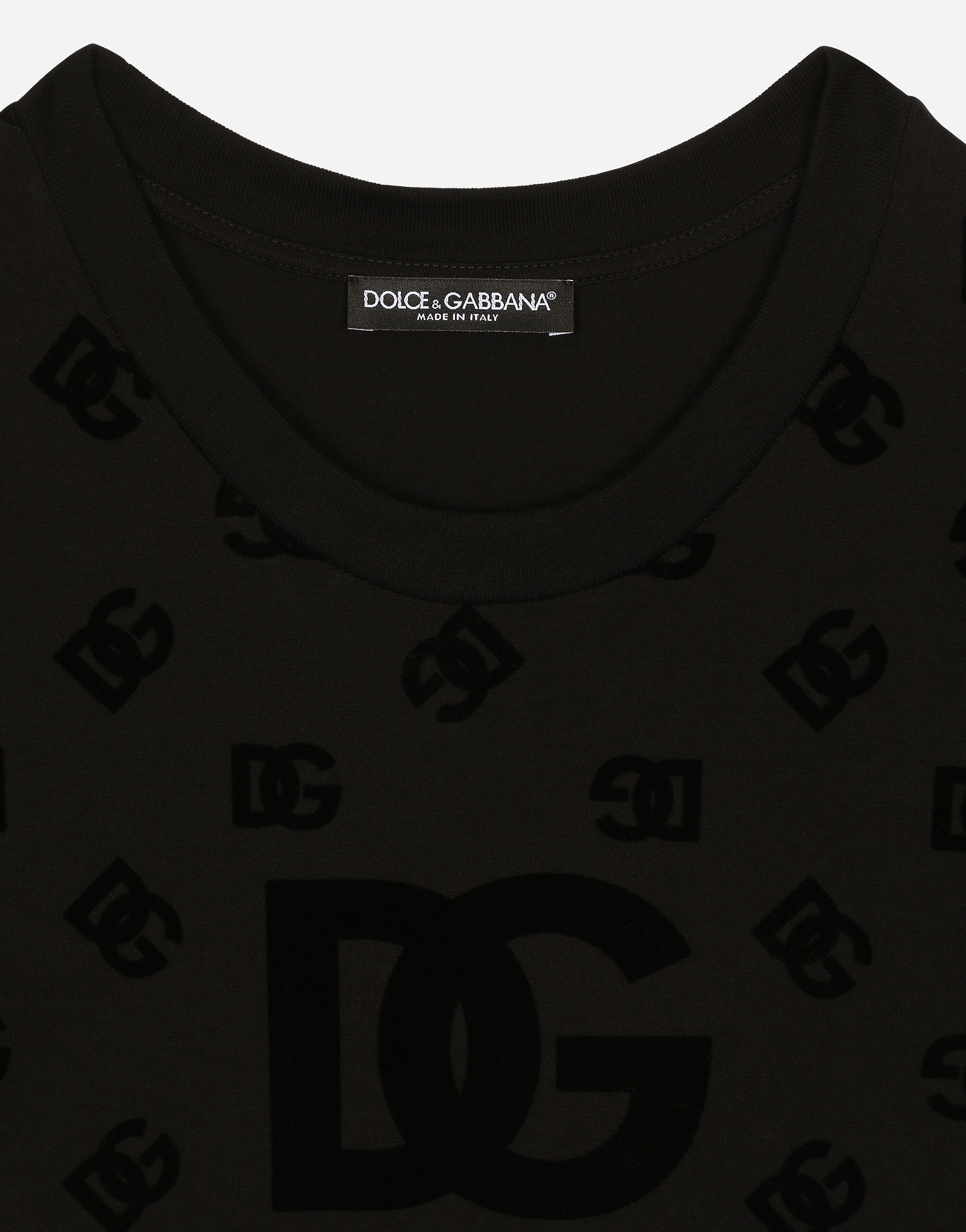 Jersey T-shirt with all-over flocked DG logo - 3