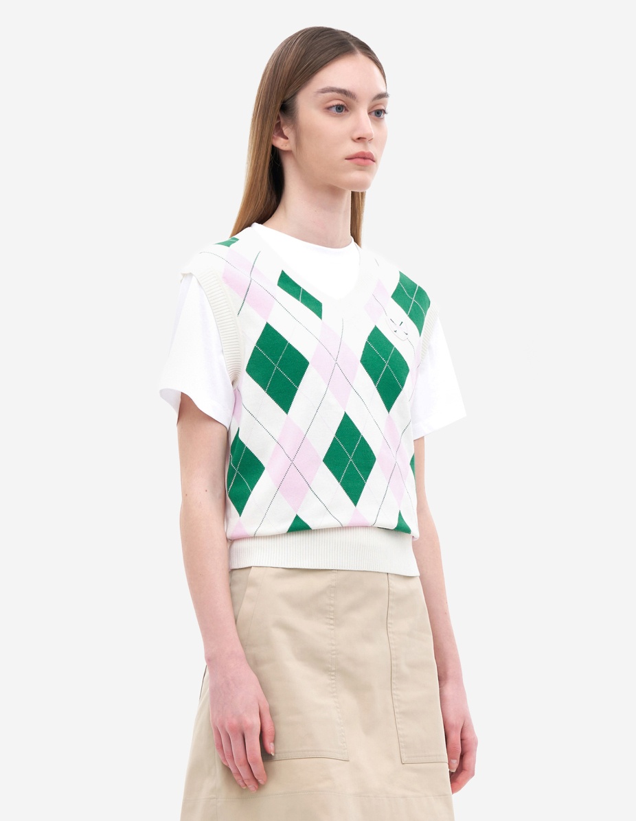 Women Crest Logo Argyle Jumper - 3