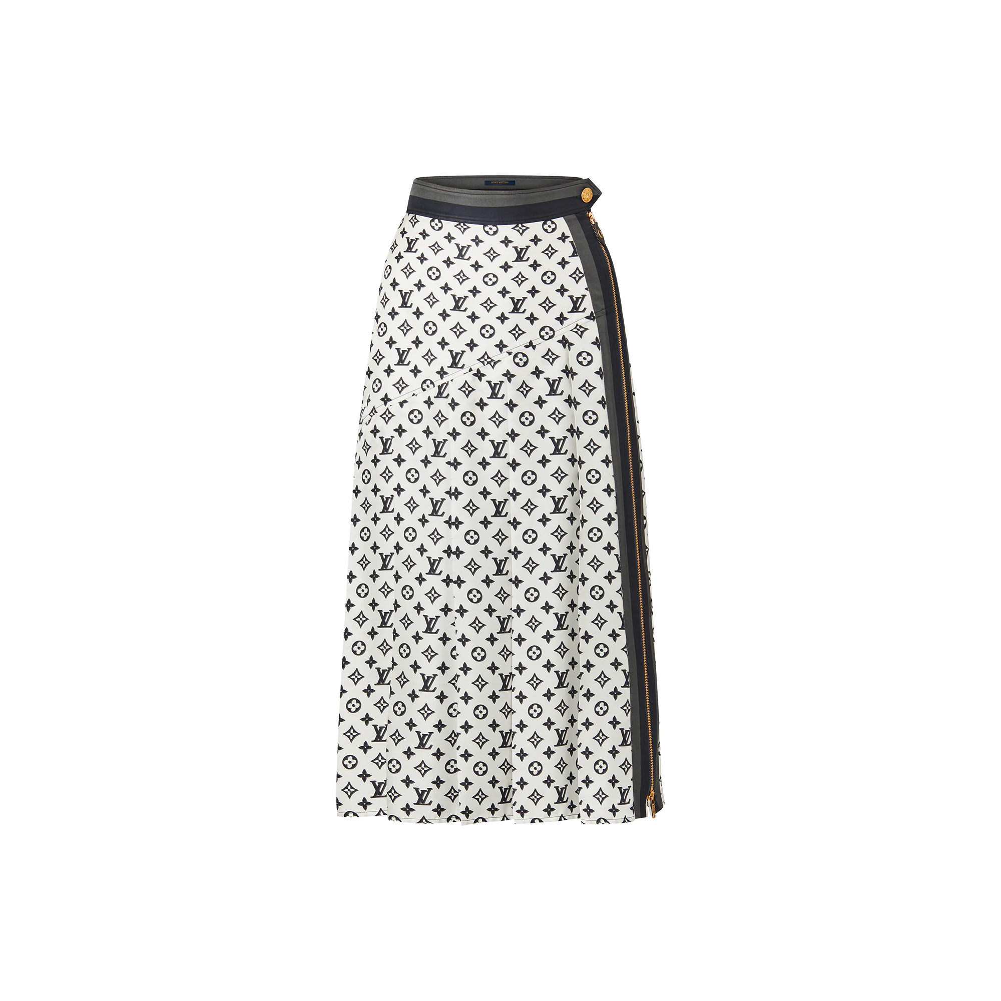 3D Monogram Asymmetrical Pleat Midi Skirt - 1