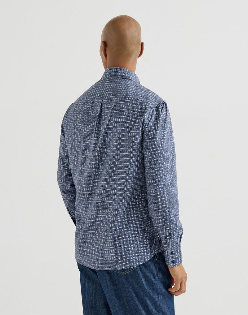 Flower print twill basic fit shirt with button-down collar 3