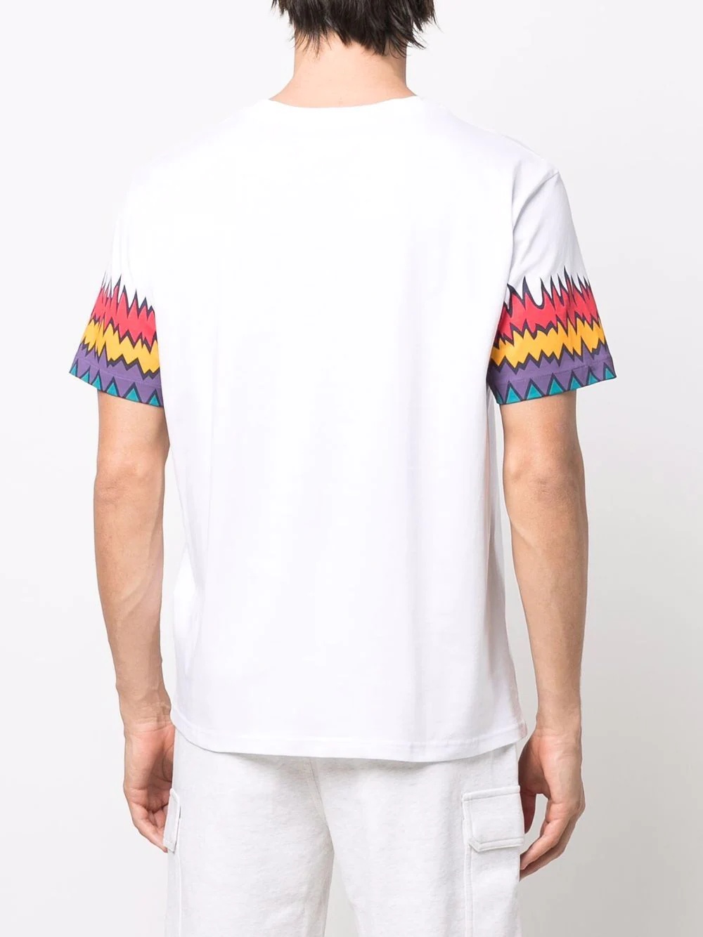 zigzag-trim logo print round neck T-shirt - 4