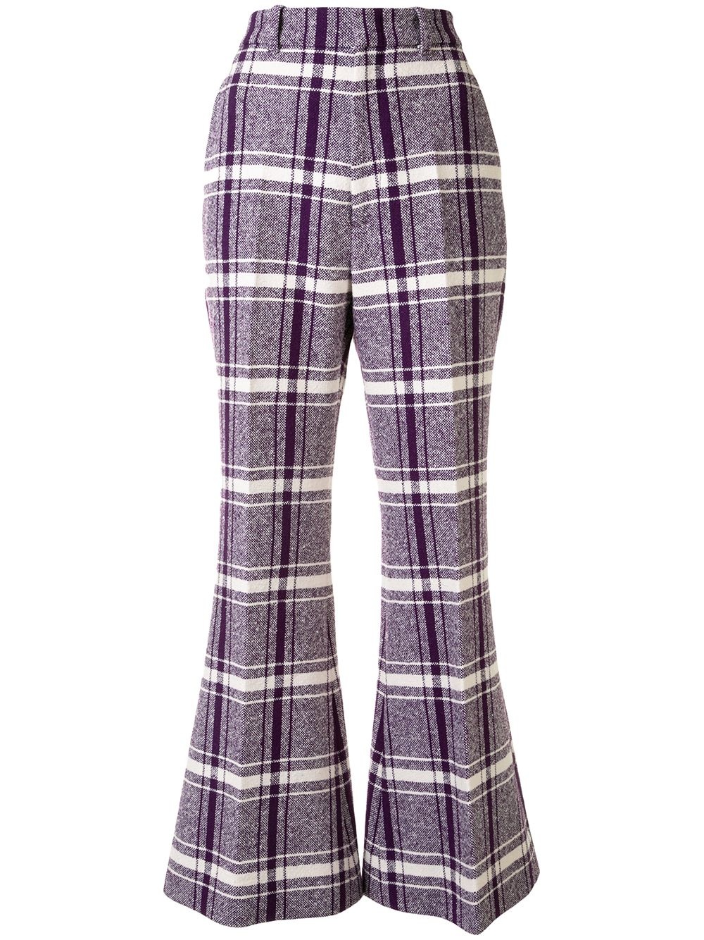 checked wide-leg trousers - 1