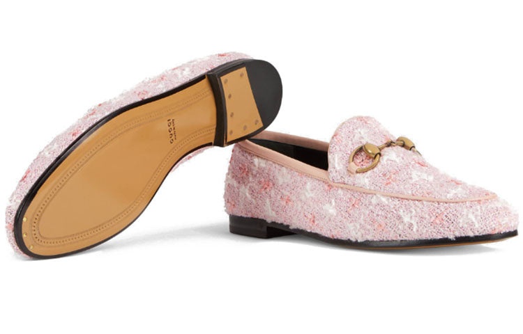 (WMNS) Gucci Jordaan Tweed Loafers 'Pink' 431467-GYV10-5760 - 5