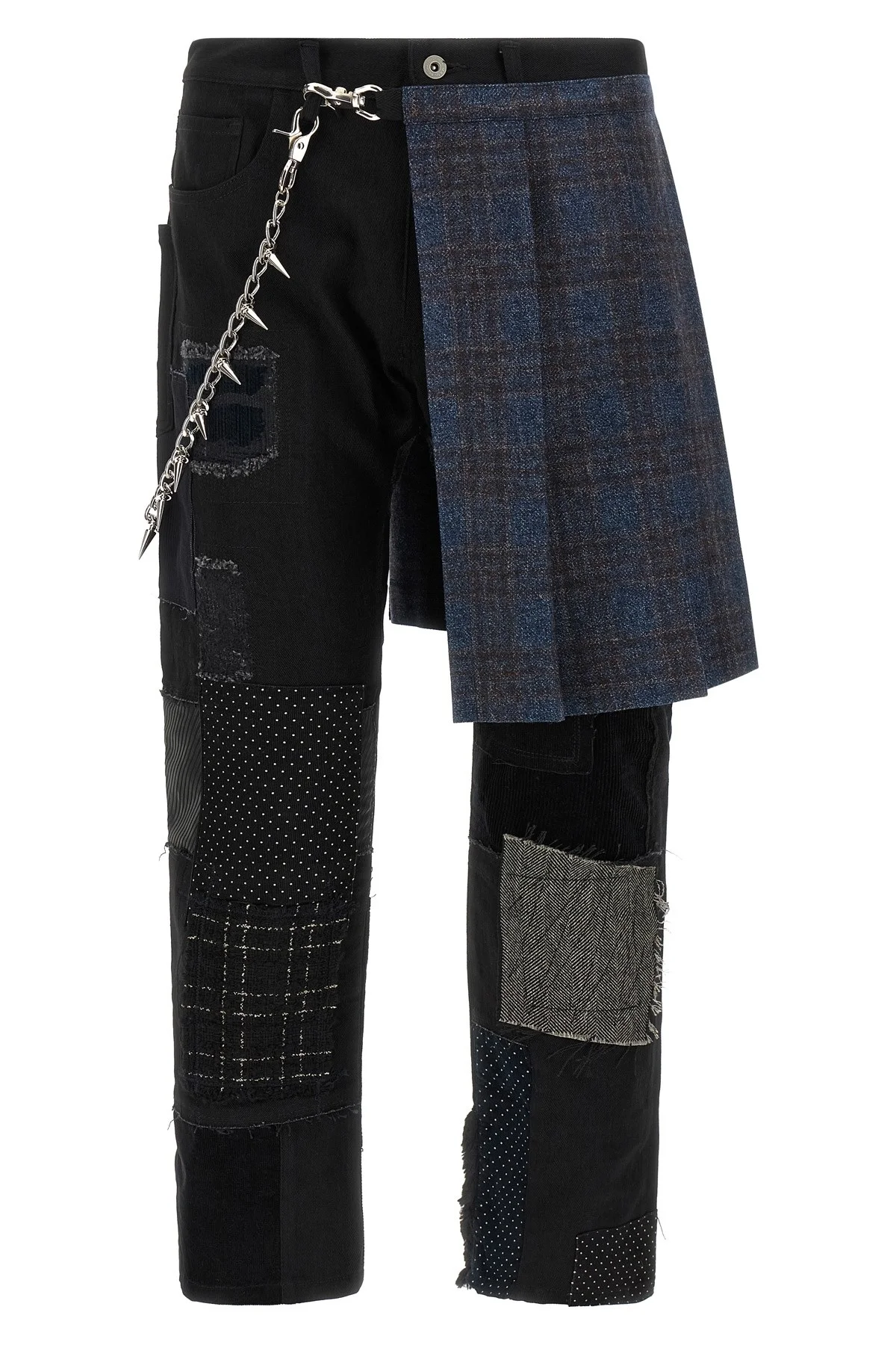Patchwork Jeans With Kilt - 1