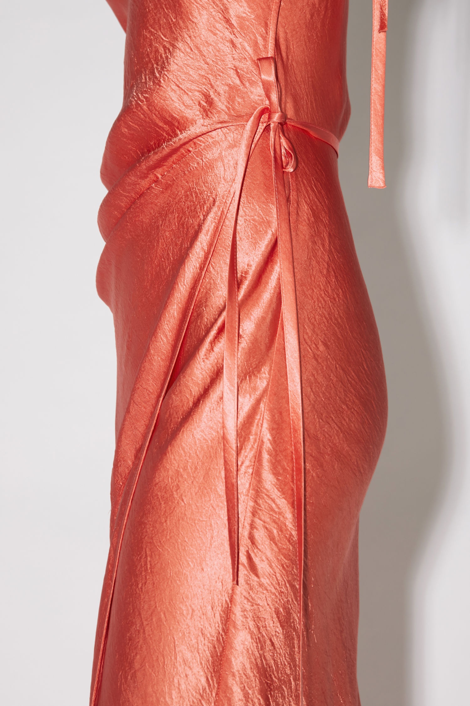 Hammered satin dress - Coral red - 6