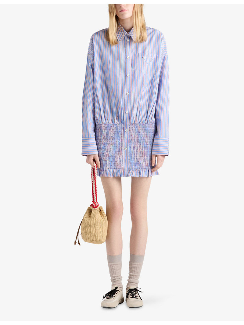Prada Stripe-Print Cotton-Poplin Mini Shirt Dress outlook