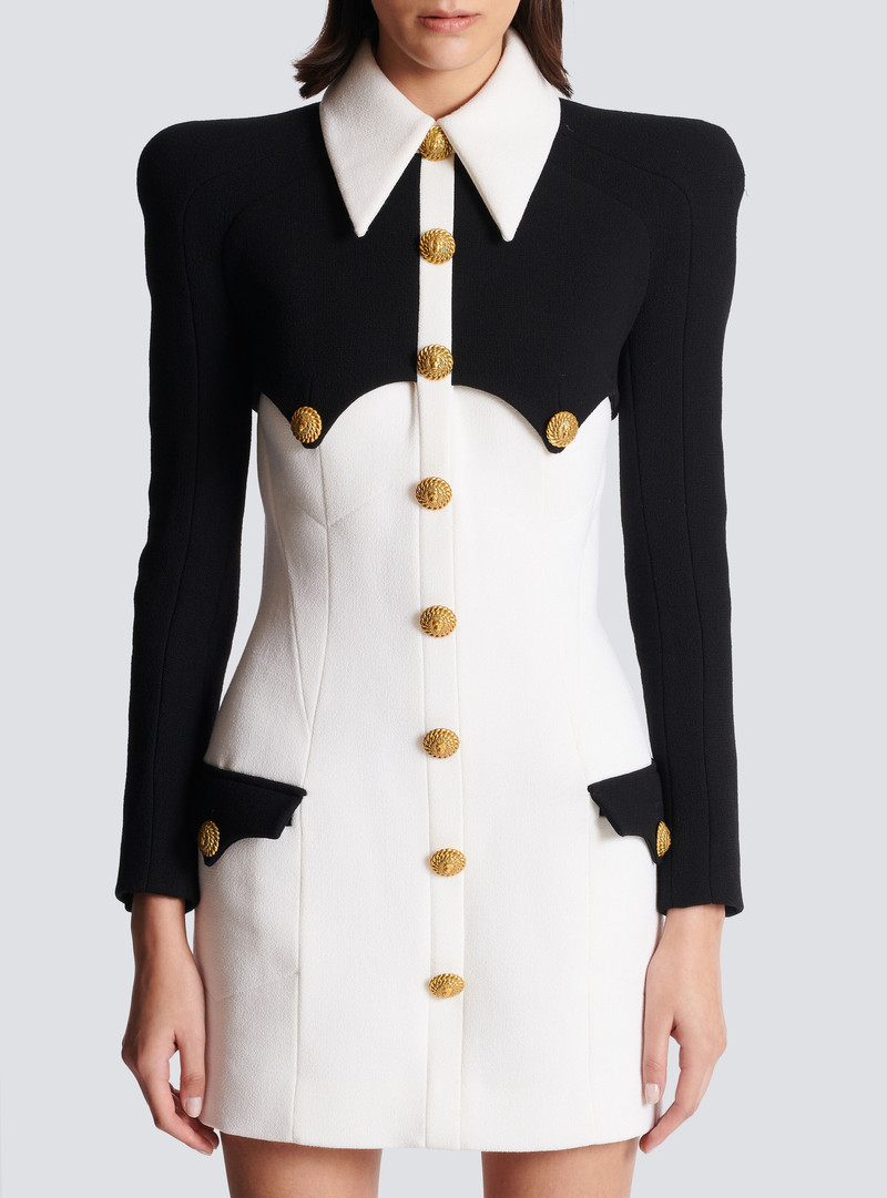 Short buttoned crepe dress 5