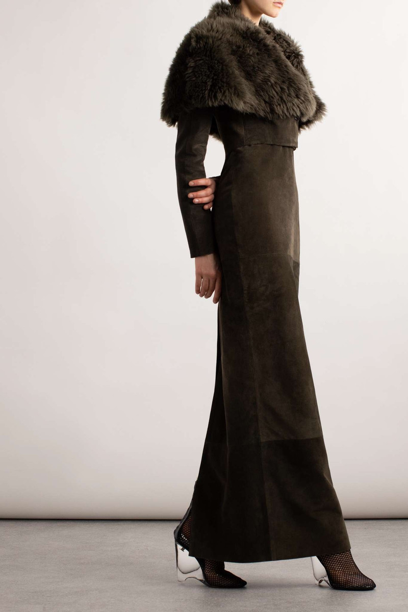 Alaïa Cropped shearling and suede jacket outlook