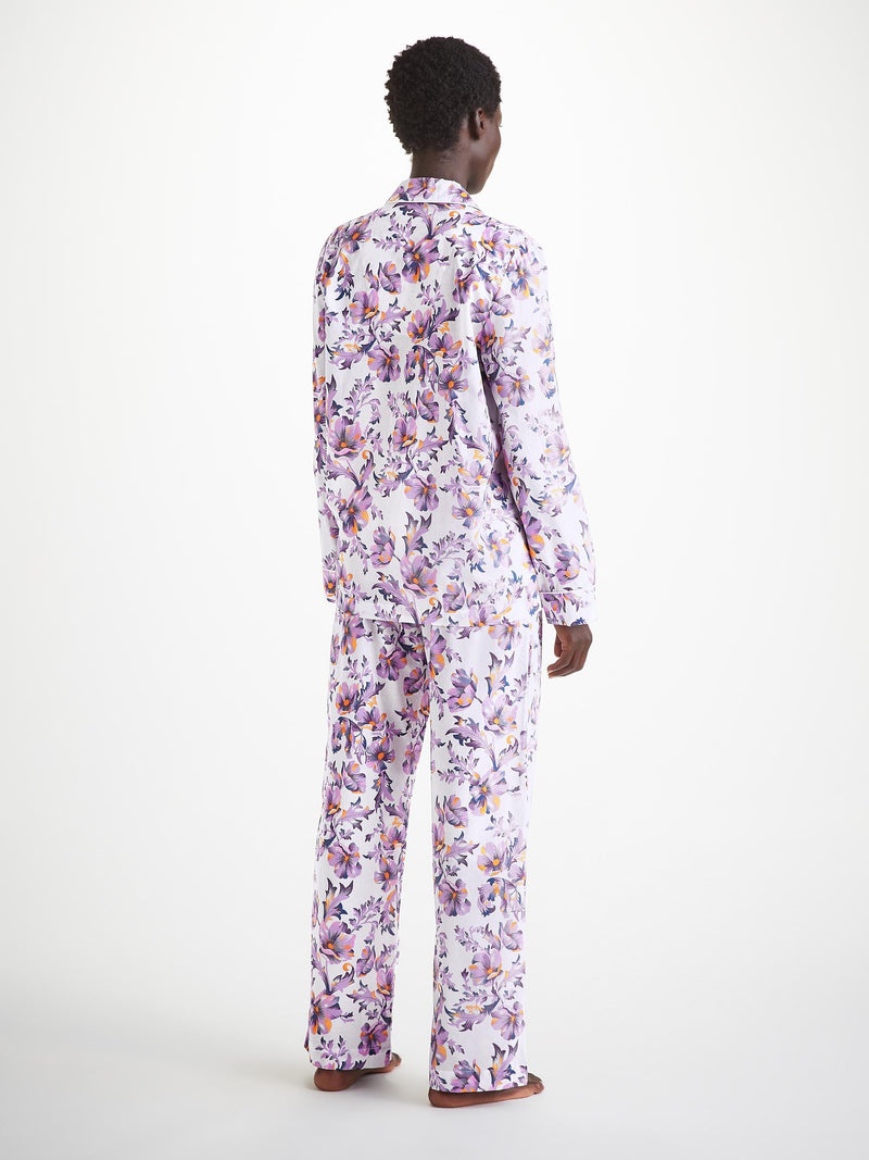 Women's Pajamas Cotton Batiste White Wildflower Print - 4