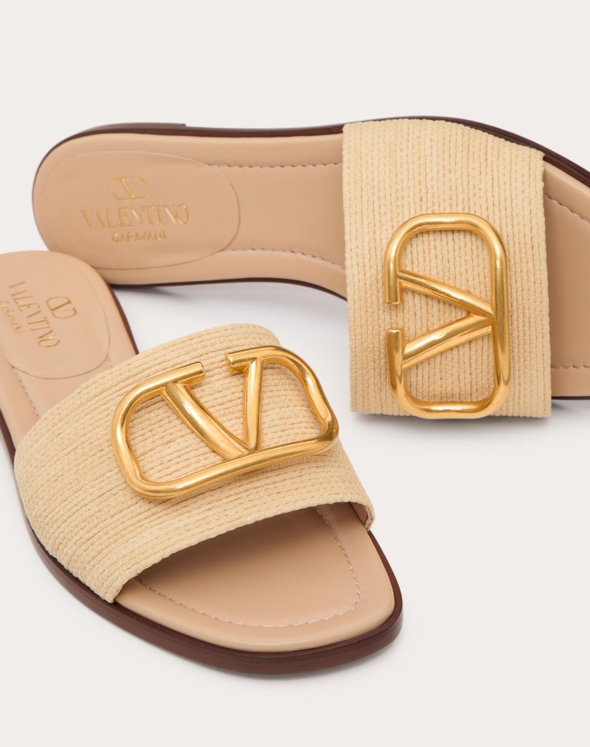 VLOGO SIGNATURE SLIDE SANDAL IN RAFFIA - 5