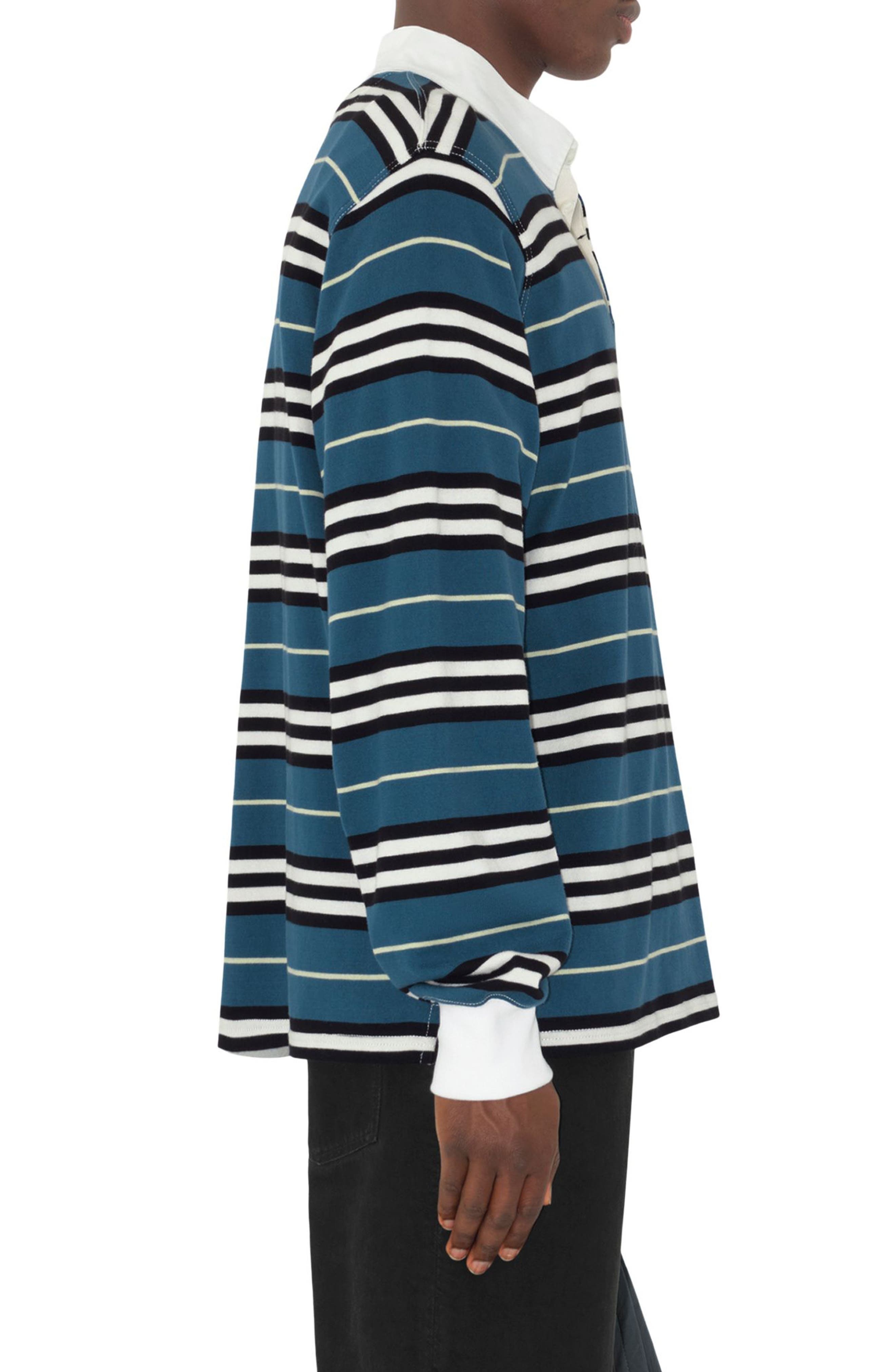 burberry Stripe Long Sleeve Cotton Polo in Anchor Pattern at Nordstrom - 3