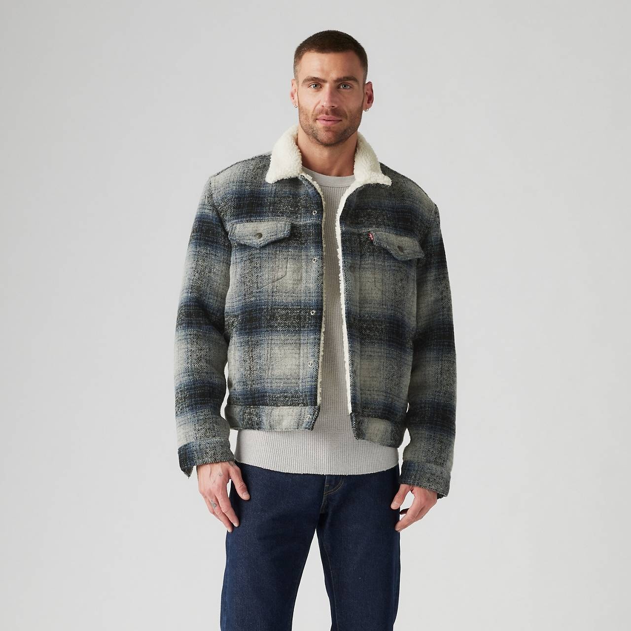 PLAID TYPE III SHERPA TRUCKER JACKET - 2