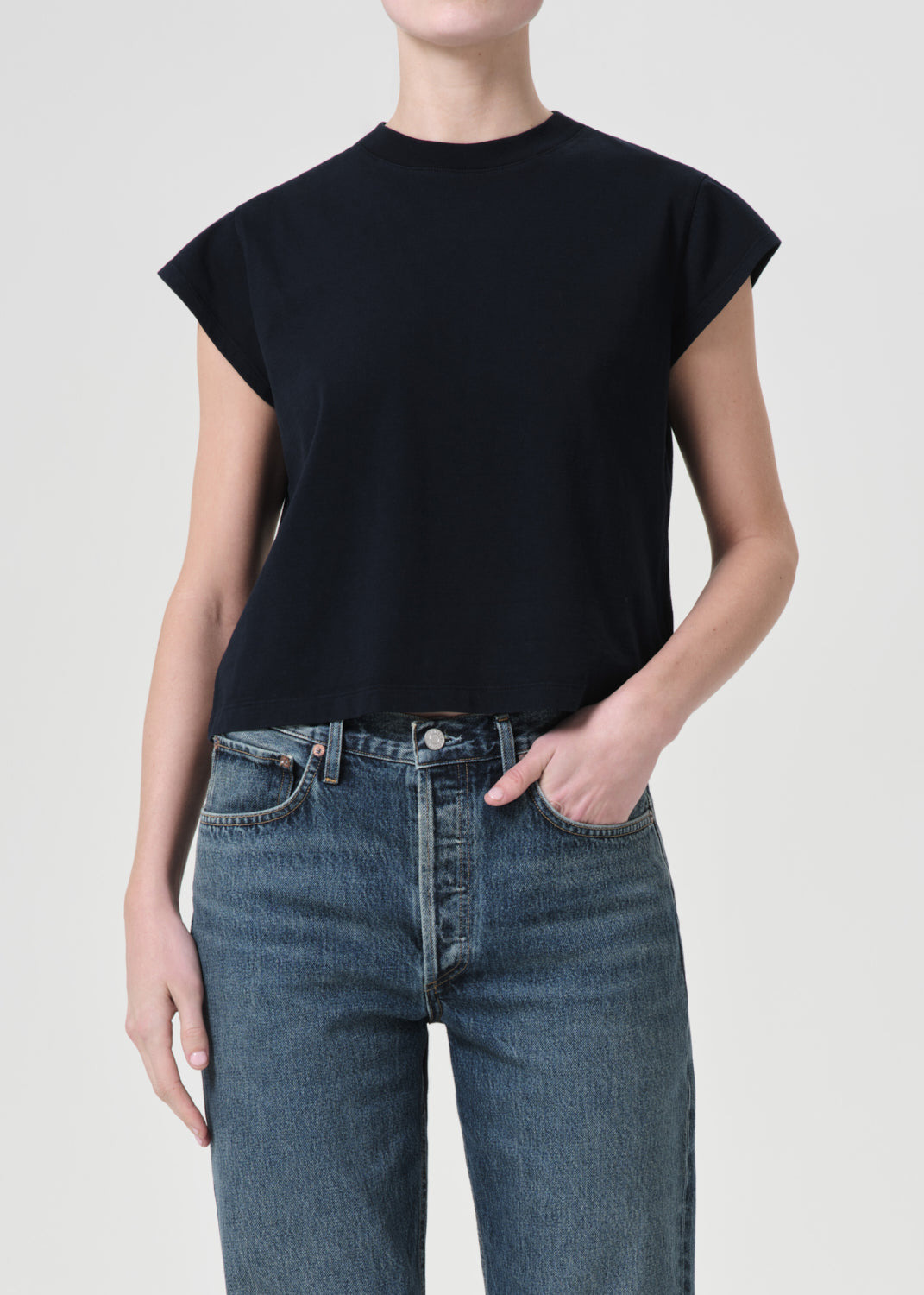 BRYCE CAP SLEEVE TEE IN STORM - 2