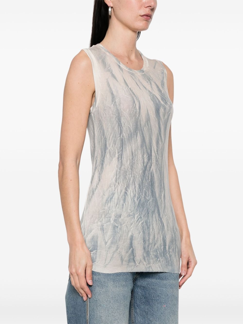 marbled-pattern tank top - 3