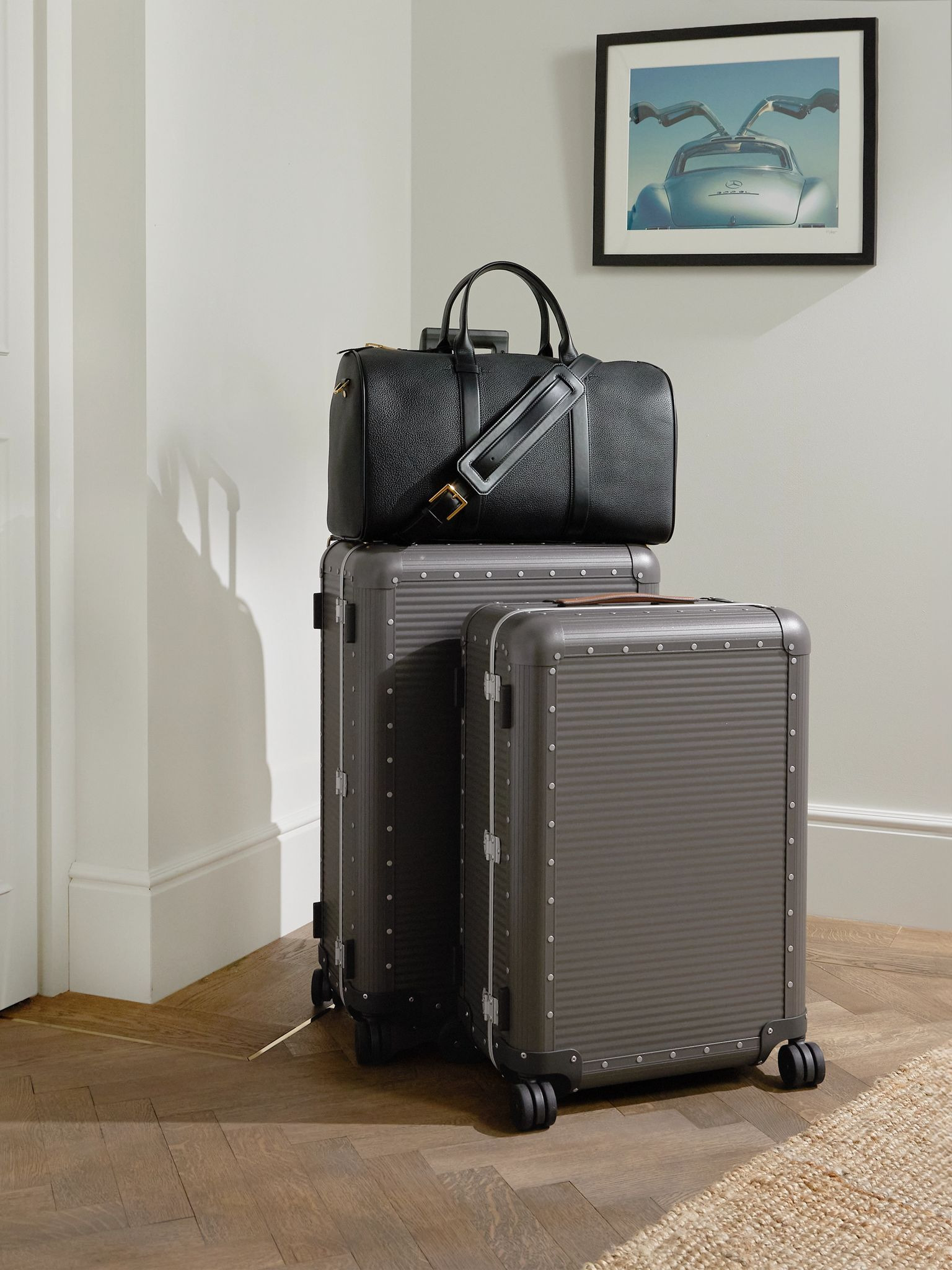 Bank Spinner 68cm Leather-Trimmed Aluminium Suitcase Gray - 2