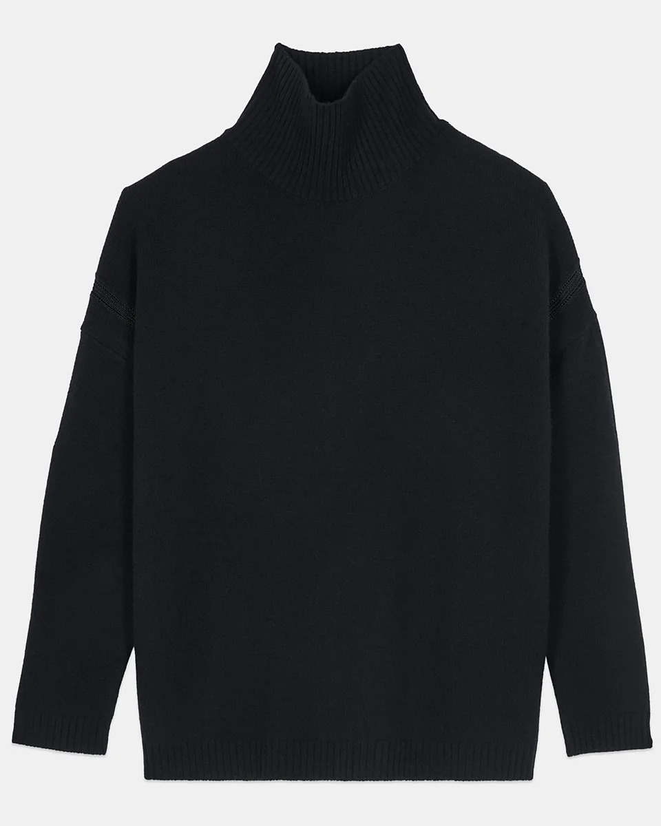 BLACK CASHMERE SWEATER - 1