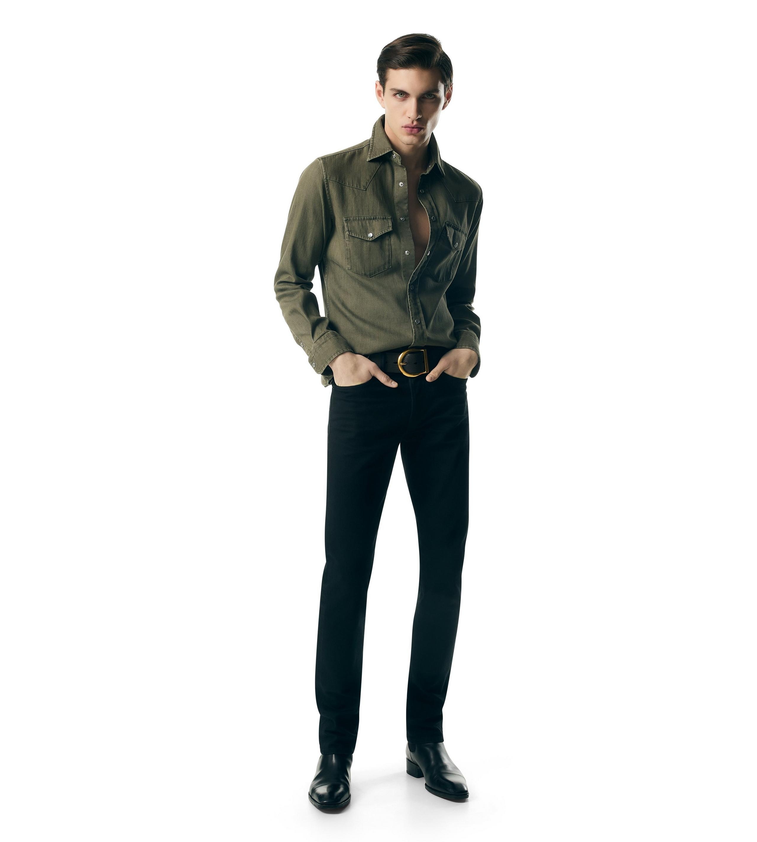 GRAIN LEATHER WESTERN JEANS BELT - 4