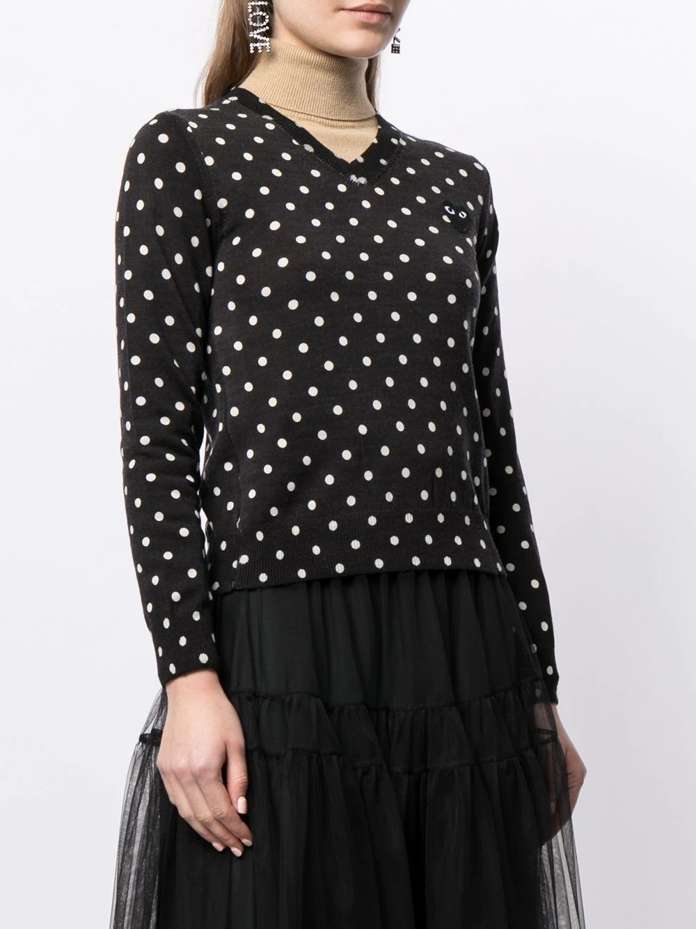 polka dot print wool jumper - 3