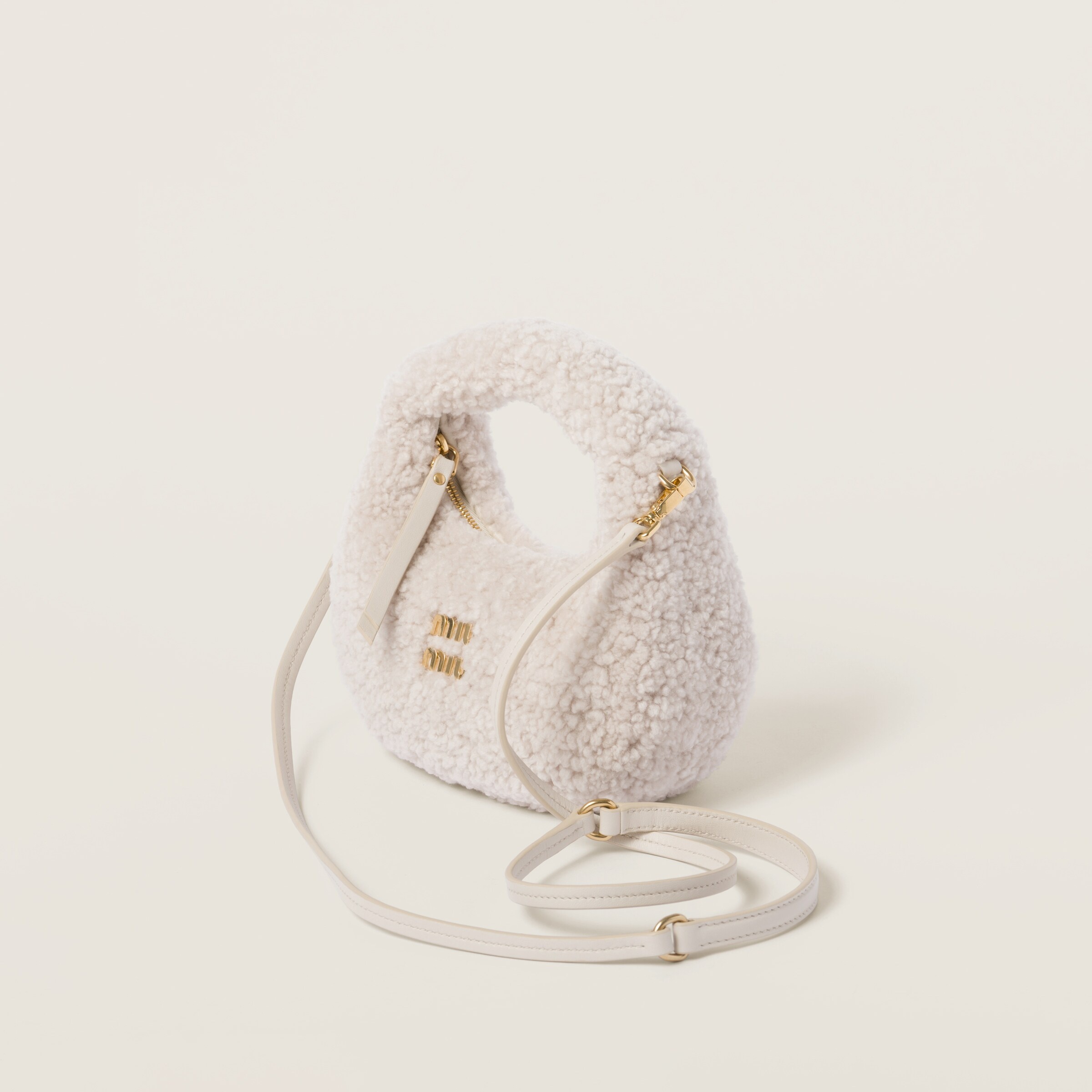 Wander shearling hobo bag with leather details - 3