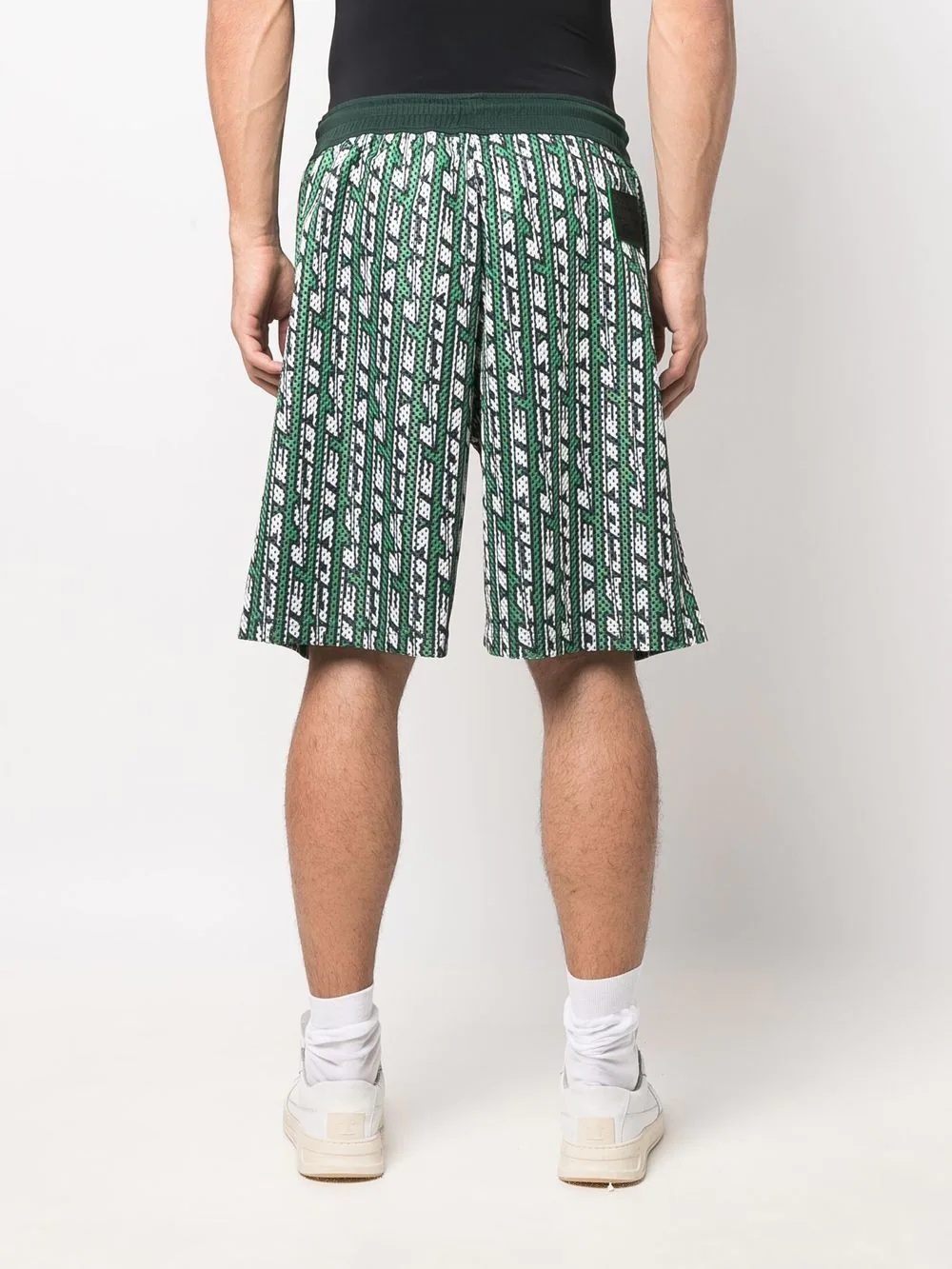 perforated all-over logo print shorts - 4