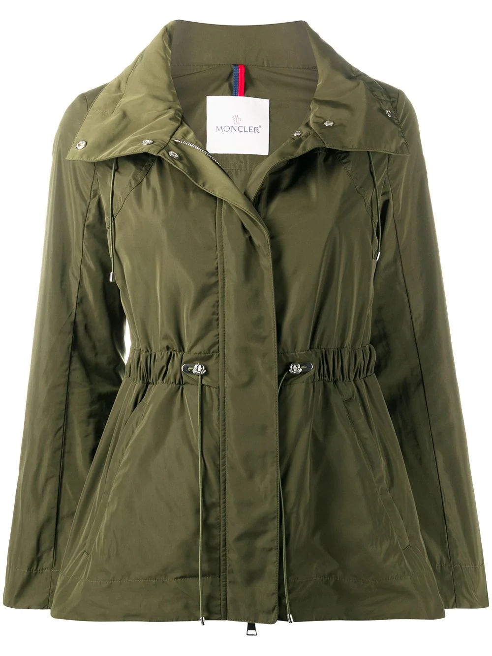 hooded drawstring-waist parka - 1