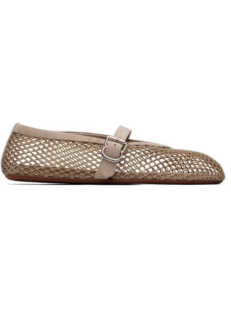Gray Fishnet Suede Ballerina Flats 1