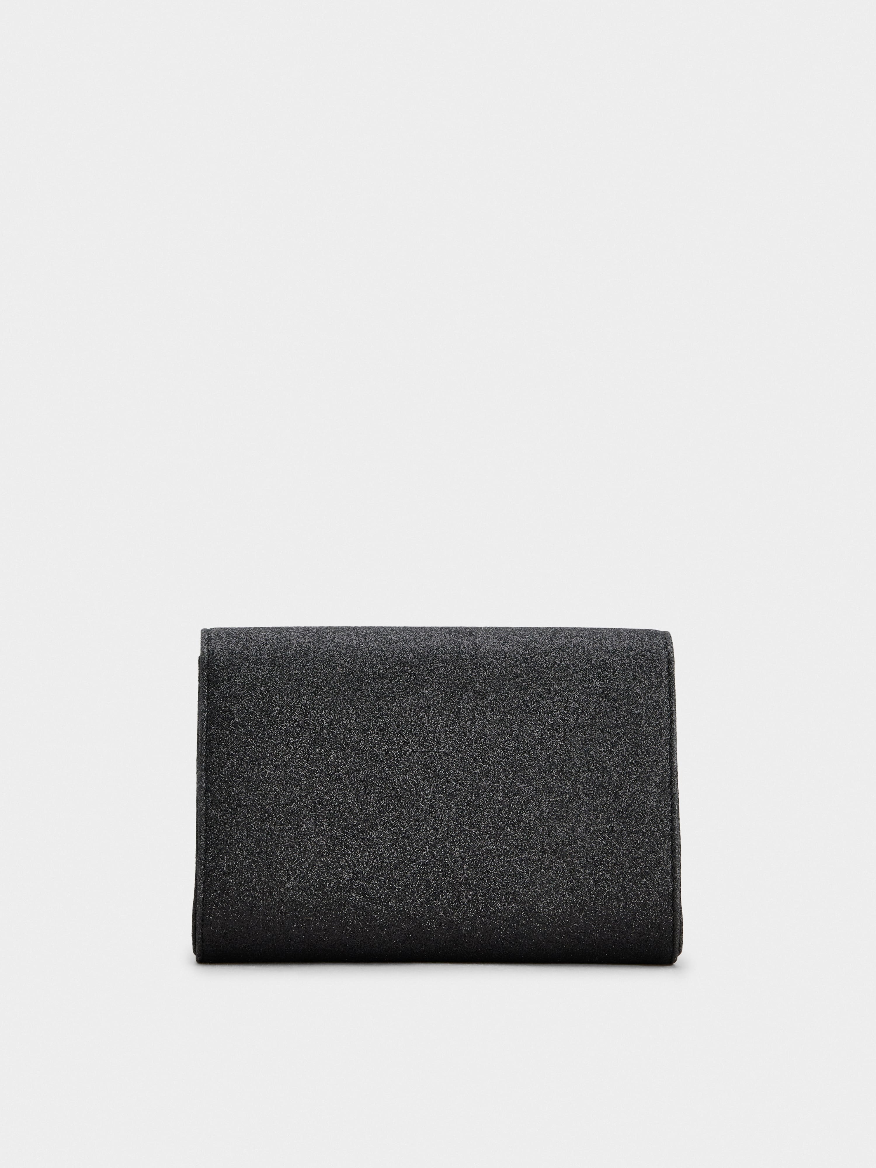 Bouquet Strass Dark Mini Clutch Bag in Glitter Fabric - 4