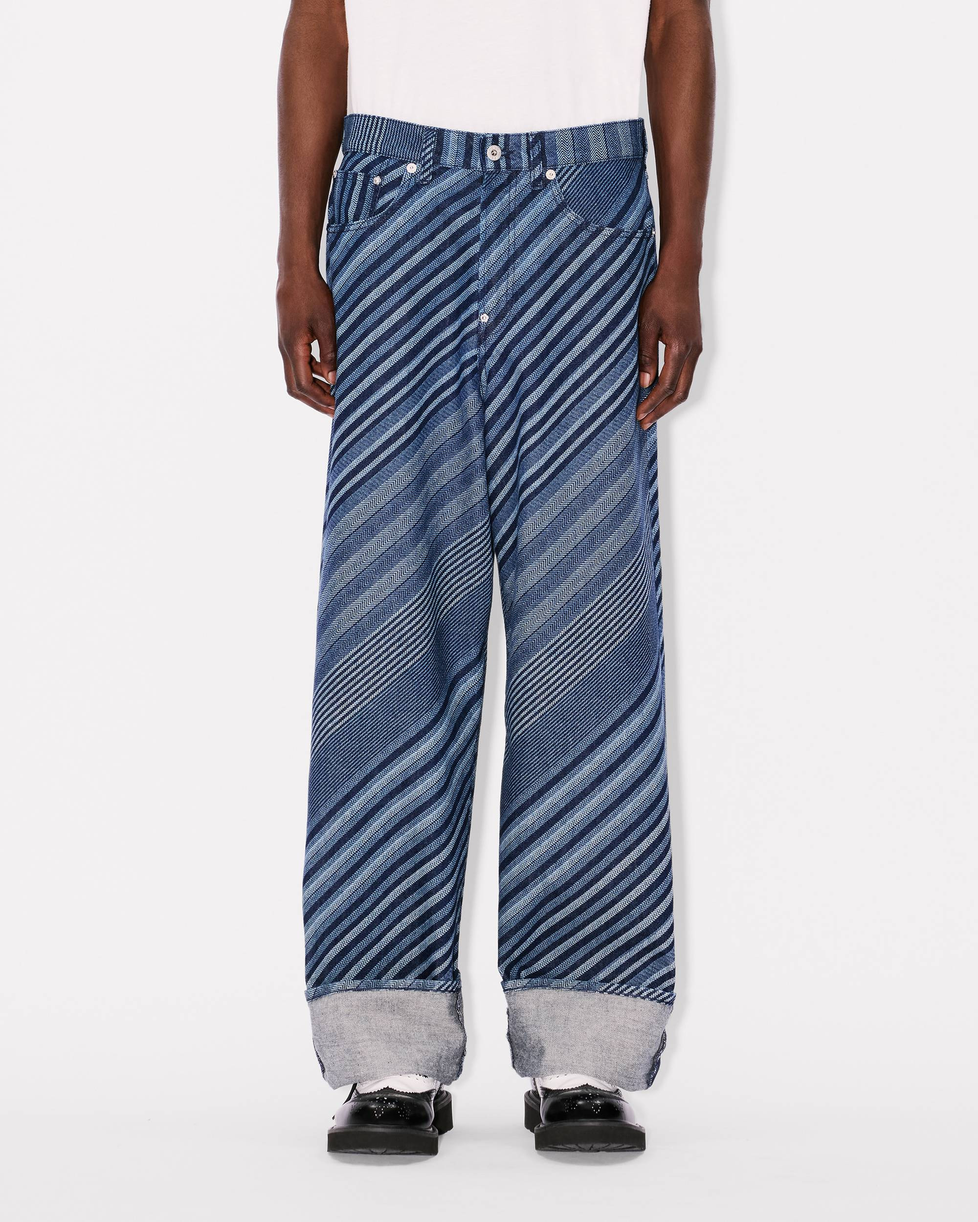 'Kenzo Diagonal Stripe' turn up wide fit jeans in Japanese denim - 5
