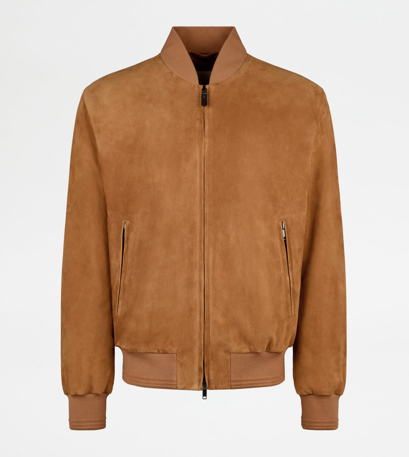 PASHMY BOMBER JACKET IN SUEDE - ORANGE 1