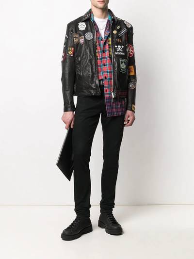 DSQUARED2 logo patchwork leather jacket outlook