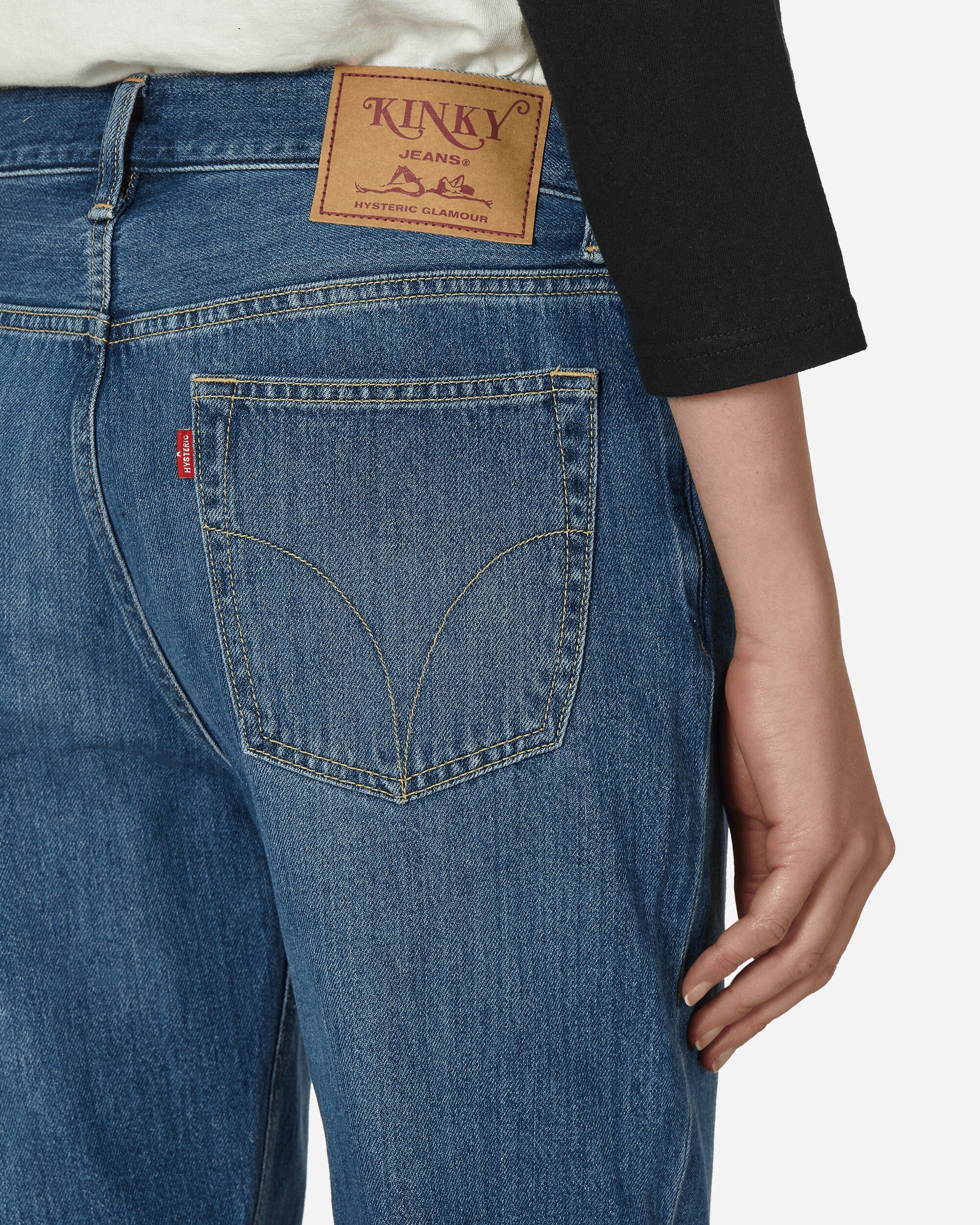 Guitar Girl Center Slit Denim Pants Indigo - 5